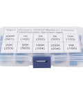 Multiturn Trimmer Potentiometer Kit 50 Piece Assortment With 10 Resistance Values From 100 Ohm To 1 Megaohm In Plastic Storage Case