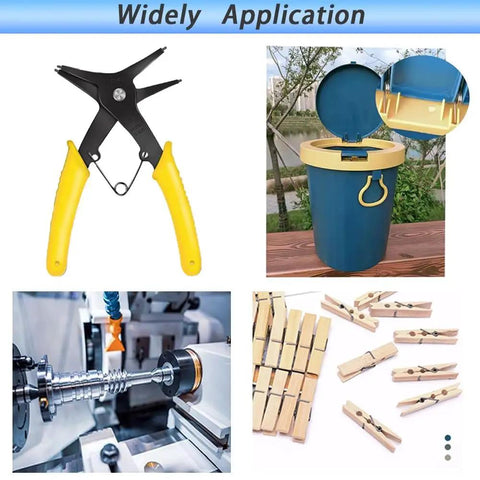 Collage showing tools and applications related to Torsion Springs Kit 15 Pieces 90 Degree V Shaped Wire Diameter 1.2mm for home repair and DIY projects.