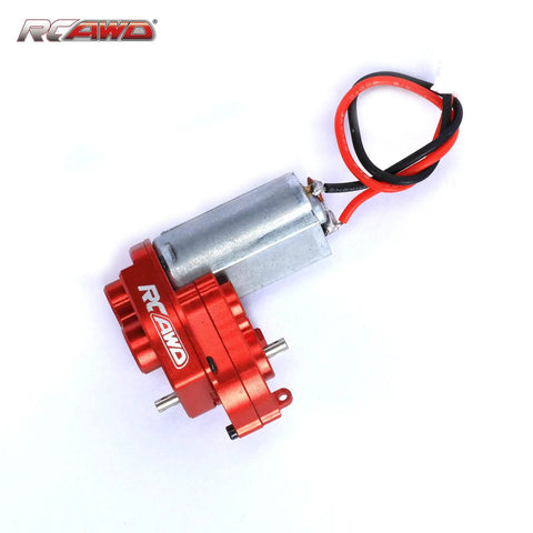 55T Brushed Motor And 88T Transmission Upgrade for 1 24 Scale SCX24 crawlers with red casing and wiring visible