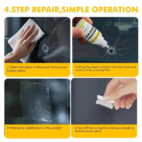 Step-by-step usage of Windshield Chip Repair Kit 20ml Resin Liquid For Auto Glass Chips And Cracks Rapid Cure Adhesive Sealant Durable Safe For Cars
