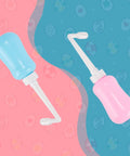 Postpartum Peri Bottle For Gentle Perineal Cleansing And Comfort, 12.7 Oz, Blue, Leak-Proof Design, next to pink version