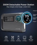 Lancer300 Pro Camera Backpack With Built In 300W Power Station showing detachable power unit and digital display for energy levels