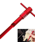 Pro Grade Ignition Switch Housing Alignment Tool for 2014 to 2020 Touring motorcycles, red aluminum, easy plug-and-play fit.