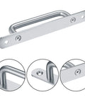 2 Pack Barn Door Handles Set in Stainless Steel, Sliding Door Pull Handles with Mounting Plates, Silver, 160mm length in close-up view.