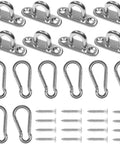 1.8 Inch Stainless Steel Pad Eye Plate U Hooks And Snap Hooks Marine Hardware Kit, 8 Pack With Screws shown on display.