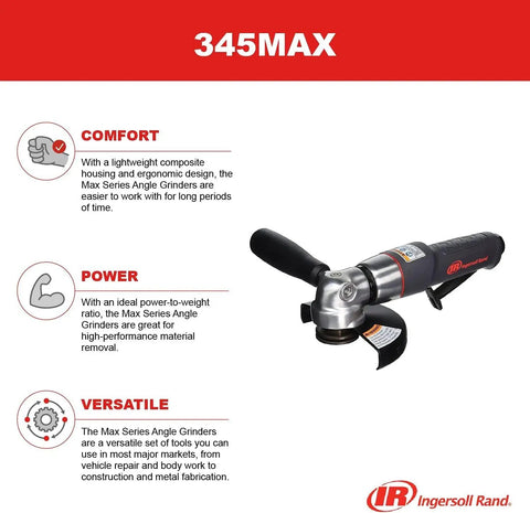 Heavy Duty Air Angle Grinder With A Beefy 5 Inch Cut Off Wheel, Smokin Hot 12000 RPM Spin, Comfy One Hand Grip, Clever Rear Exhaust Vent, Real Deal Equipment For Tough Metal Grinding