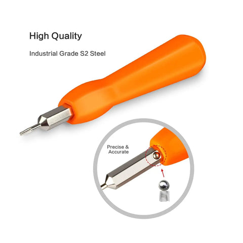 Must Have All In One Video Doorbell Screwdriver Bit Set For Battery And WiFi Access Fits All Video Doorbell Models Double Head Torx T6 And T15 For Quick DIY Install Replacement Tool Orange handle with dual heads.