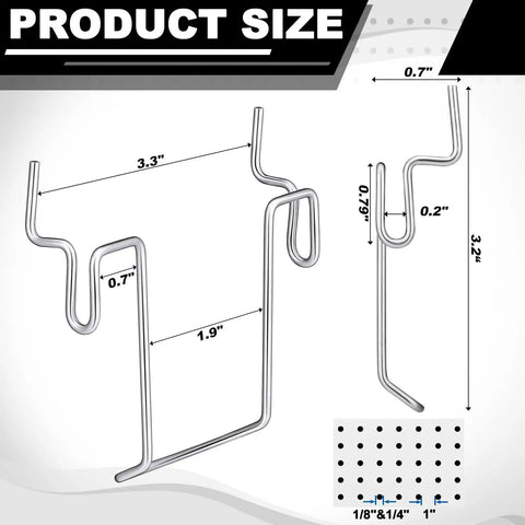24 Pcs Heavy Duty Pegboard Bin Hooks, Metal U Hooks For One Eighth Inch And One Quarter Inch Pegboard Or Slatwall Dimensions