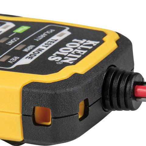 Close-up of Pro Grade Wire Tracer Tone Generator Kit highlighting connector and mode switch, black and yellow design.