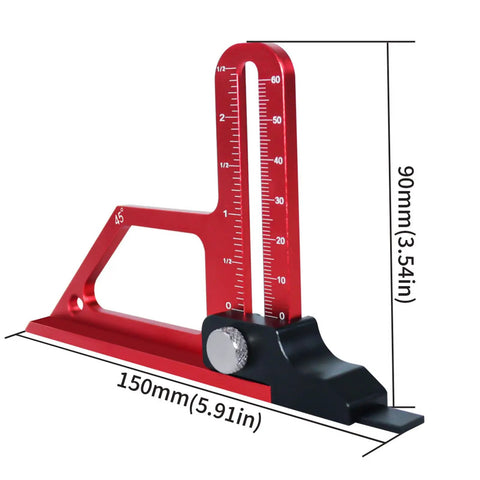 0 To 60mm Height Gauge For Woodworking 45 Degree Precision CNC Machined Depth Tool With Anodized Aluminum Scale 90mm 150mm