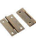 Two Pack 50x33mm Antique Brass Furniture Hinges for cabinets and drawers, vintage decorative hinges for jewelry and wooden boxes