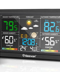 All-in-One Wireless Indoor Outdoor Weather Station with 7.5 Inch VA Color Display, digital temperature and humidity monitor