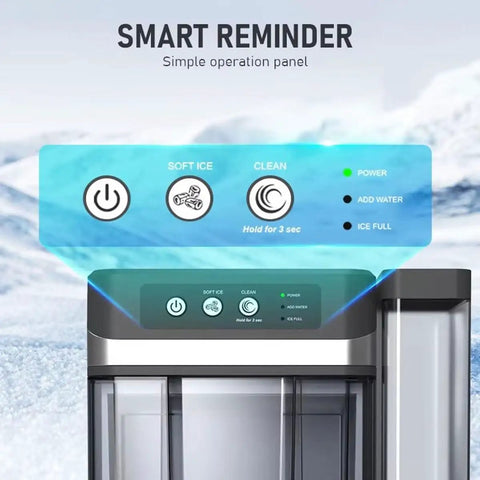 Smart operation panel of Solid Countertop Nugget Ice Maker That Chills Cocktails Swiftly With Squishy Soft Cubes.
