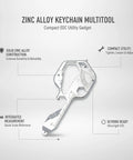 Zinc Alloy Multitool Keychain With Screwdriver Wrench And Bottle Opener For Everyday Carry Grab And Go Utility shown in silver finish