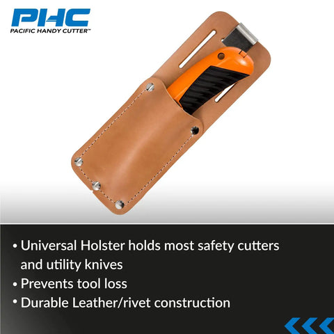 Tan Leather Holster with Clip for Most Safety Cutters and Utility Knives, Secure Belt or Pocket Carry, Prevent Tool Loss, Durable Leather Sheath, Fits UKH326 and Similar Models, Grab And Go Easy Access