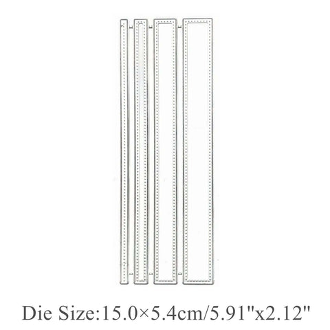 4 Piece Rectangle Frame Die Cut Set With Dotted Stitched Borders For Scrapbooking, Card Making, And DIY Crafts, Silver Finish