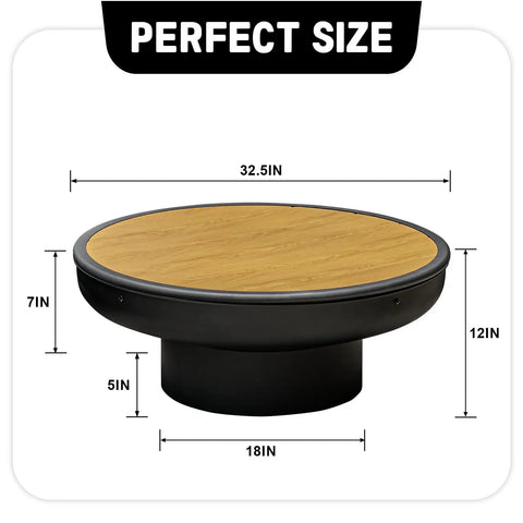 32 Inch Fire Pit Table With Lid Heavy Duty Deep Fire Bowl For Outdoor Wood Burning Grill And Patio Bonfire Perfect Backyard Party Portable Weatherproof Cover Included shown with dimensions.