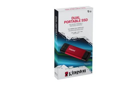 Box of Dual USB A and C Portable 1TB SSD With Beast Mode Speeds Up To 1050 MBps Read And 950 MBps Write USB 3.2 Gen 2 External Drive.
