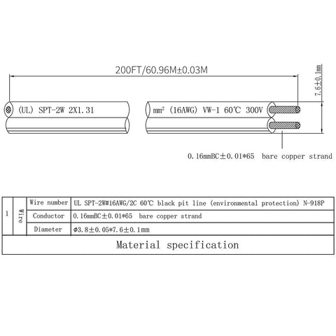 Diagram of Low Voltage Landscape Wire 16 Gauge 2 Conductor Outdoor Lighting Cable 200 Feet Black Flexible Direct Burial