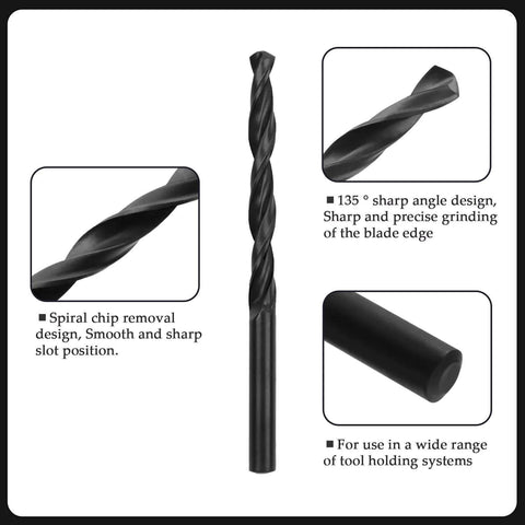 Cobalt drill bit set, 13pcs, black HSS, for metal wood plastic, 1.5–6.5 mm, front view
