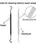 Beast Mode Gun Cleaning Kit with double-ended plastic and aluminum picks, showing knurled grip handle detail.