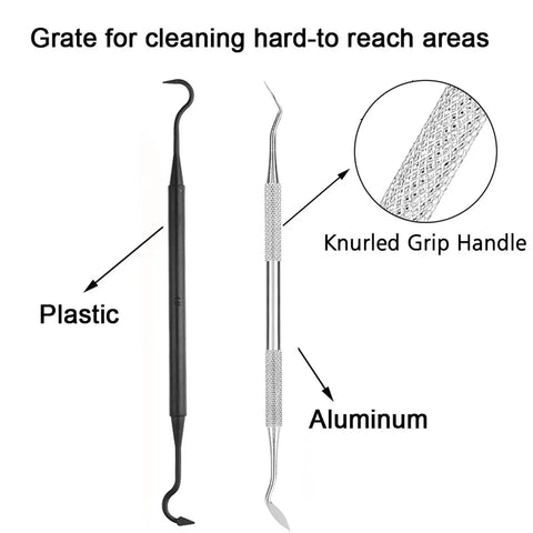 Beast Mode Gun Cleaning Kit with double-ended plastic and aluminum picks, showing knurled grip handle detail.