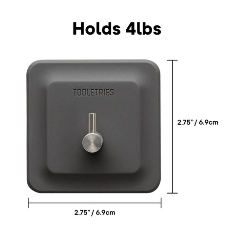 Silicone Shower Hook With Adhesive For Inside Shower No Mess Waterproof Bathroom Organizer For Razors Loofahs And Accessories Removable And Reusable Charcoal Finish Heavy Duty Mount Holds Up To Four Pounds