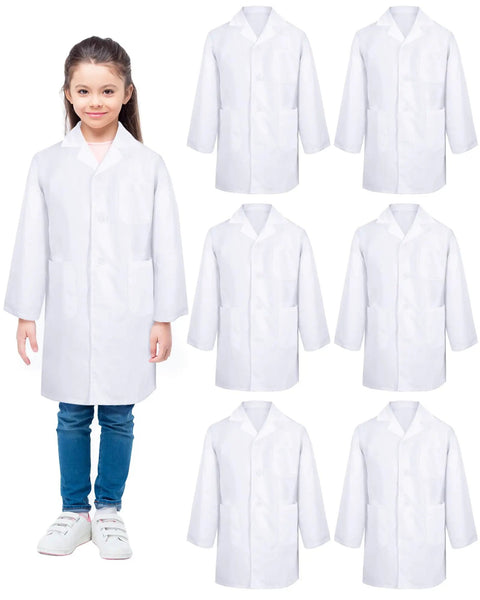 Six Piece Kids Doctor Coat Costume Set Unisex Lab Coats For Boys And Girls Nurse Uniforms Pediatric Dress Up Medium Size