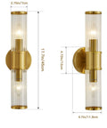 Golden Glass Shade Wall Sconce Lighting For Bathroom Vanity, Modern Gold Finish, 17.7 Inch Long, E12 Socket, No Bulbs