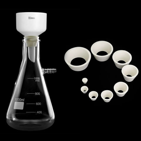 Pro Grade 1000ml Buchner Funnel Kit with Vacuum Filter Flask Heavy Wall Borosilicate Glass Filtration Set with funnel adapters