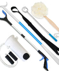 All-In-One Hip Replacement Recovery Kit For Seniors With 7 In 1 Assistive Tools Including Prime-Grabber Reacher, Sock Aid, 2-In-1 Shoehorn Dressing Stick, Leg Lifter, Back Scratcher, Bath Loofah, 6-piece set