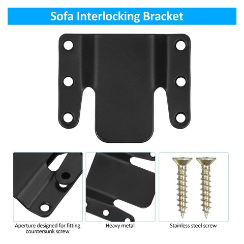 Universal Sectional Couch Connectors Legit Sturdy Sofa Stabilizer Clips For Quick Install Anti Shift Furniture Brackets, heavy metal bracket with screws.