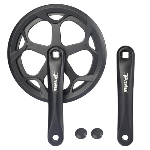 48T Steel Chainring Crankset With Double Chain Cover And 170mm Aluminum Arms for Single to 8 Speed E Bikes and Folding Bicycles