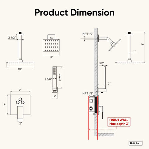Legit Top Shelf Gold Shower System With Heavy Duty All Metal Dual Rainfall Ceiling And Wall Mount Handheld Sprayer Featuring Quick Push Button Diverter Valve For Solid Fresh Bathroom Refresh Project Upgrade