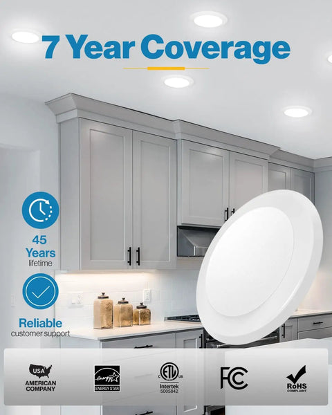 16 Pack Ultra Thin 6 Inch LED Recessed Can Lights Dimmable 1050 Lumens With Selectable CCT in kitchen ceiling