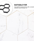 Hexagonal Concrete Molds For Pavers And Stepping Stones Reusable Flexible Walkway Molds For Patio Garden And Lawn, shown on surface.