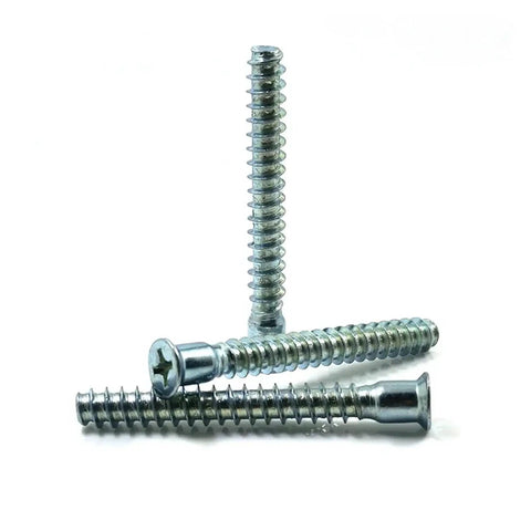 Heavy Duty 58Mm M7 Confirmat Screws Featuring A Countersunk Head And Cross Drive Tip For Hella Fast Knock Down Cabinet Assembly And Dang Solid Diy Builds 100 Pack, showing three screws.