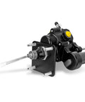 Hydraulic Power Brake Booster Replacement For Chevy And GMC Rigs And Suburbans 1997-2000, side view, black unit with yellow cap