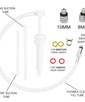 Lower Unit Gear Lube Pump For Boat Outboard Motors With Twenty Eight Millimeter Cap And Standard Quart Bottle Three Eighth Inch Swivel Adapter Fits Most American Made Outboards Gearcase Oil Transfer Tool with adapters visible