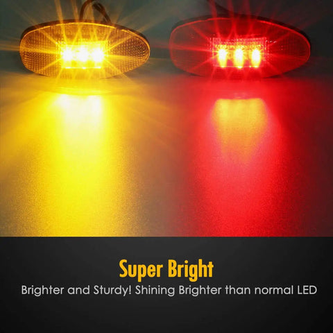 4 Piece LED Fender Bed Side Marker Lights Set For Sierra And Silverado Dually Trucks 1999-2013 with bright amber and red LEDs