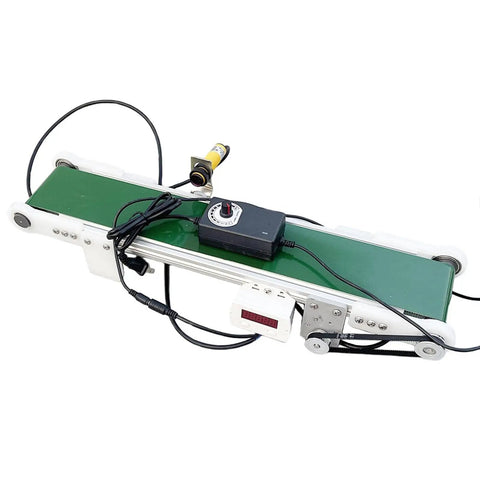 Plug And Play Mini Electric Belt Conveyor For Desktop Use With PVC Belt, 50 Or 70 Cm Length, Compact Production Line Conveyor