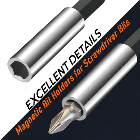 Strong Magnetic Extension Bit Holder One Quarter Inch Five Pack Hex Shank Screwdriver Bit Driver Set With Portable Case Magnetic Bits Holder For Holding Bits And Screws Quick Pick Up So Screws Do Not Drop