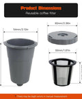 Reusable Keurig Coffee Filter Set For K70 K75 And K79 Series, 3 Pack Gray dimensions illustration