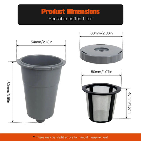 Reusable Keurig Coffee Filter Set For K70 K75 And K79 Series, 3 Pack Gray dimensions illustration