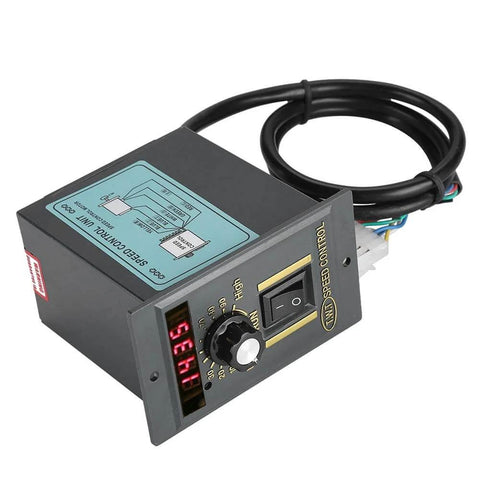 Front view of AC Motor Speed Controller Adjustable Stepless Regulator Switch With LED Display Knob 220V 15W To 400W Black