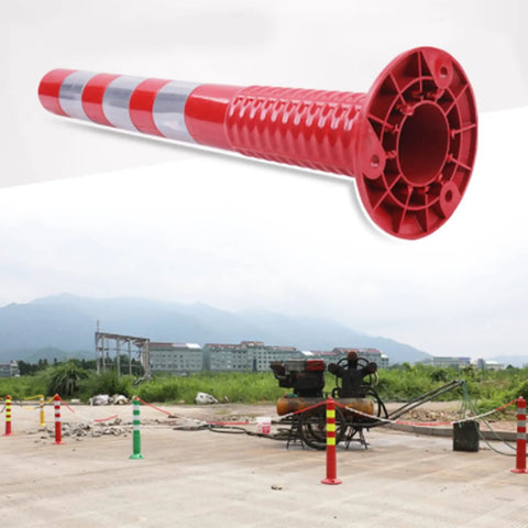 Rock Solid 29.5 Inch Reusable Delineator Post Featuring Sharp Reflective Stripes For No Sweat Parking Lot Flow And Reliable Road Work Zone Safety Markers Black Two Pack, red design