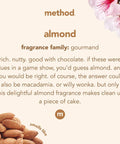Almond Scent Daily Hardwood Cleaner description with text mentioning fragrance and image of almonds and flowers.