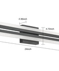 Modern Black 24 Inch LED Vanity Light Over Mirror For Bathroom Wall Mount Dimmable IP44 Waterproof Matte Metal Back Panel With White Acrylic Diffuser Dope Bath Vanity Fixture
