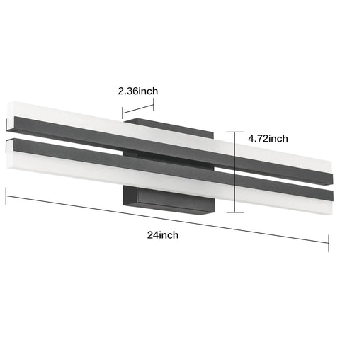 32 Inch Modern Chrome LED Vanity Light Over Mirror Dimmable Bathroom Wall Fixture With Frosted Acrylic Shade And Matte Black Base Easy Direct Wire Install Soft Bright Glow For Home Renovation