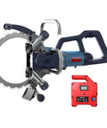 Industrial 8800W Concrete Ring Saw Wet Cut Stone Cutter with Built In Water Pump 270mm Titanium Blade shown from side angle.